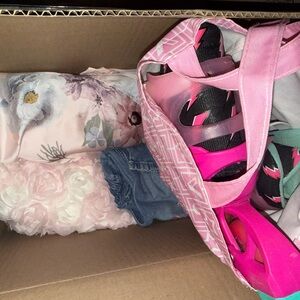 Pink and Black Roller Skates with Tote Bag